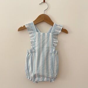 JANIE & JACK NWOT Girls Powder Blue Striped Crossback Ruffle Sunsuit